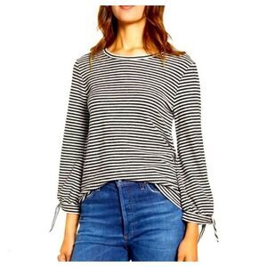 🔹️NWT ANA Olive & Cream Striped Tied Cuff Long Sleeve Sweater XLarge